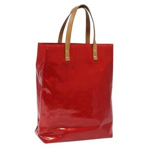 LOUIS VUITTON Monogram Vernis Reade MM Hand Bag Red Rouge M91086